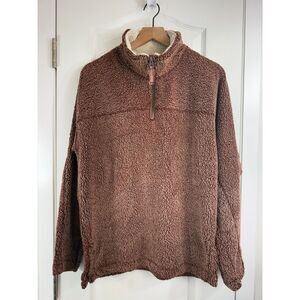 Live Oak Brand Women's 1/4 Zip Sherpa Fleece Pullover Reddish Brown Size S Small